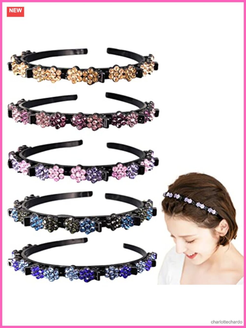 Double Layer Twist Plait Headband with Clips Hollow Woven Hair Accessories for